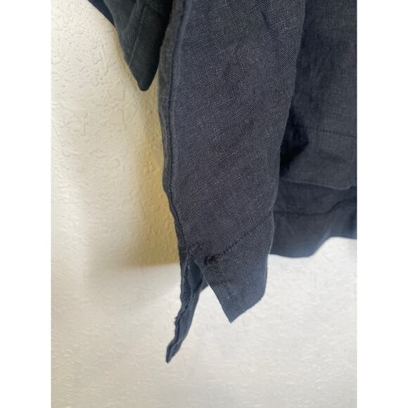 DKNY Pure Linen Crop Wide Leg Pants & Short Sleeve Top Set EUC Sz S/M Black - Picture 3 of 16